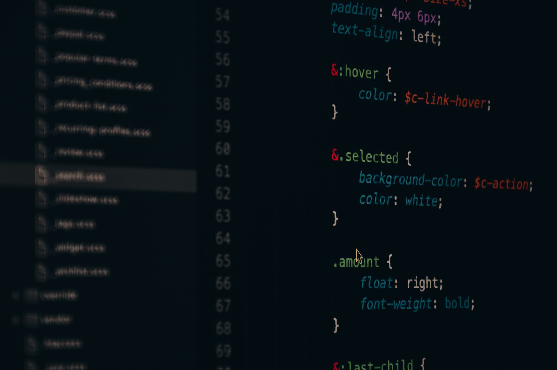 Code on a dark screen